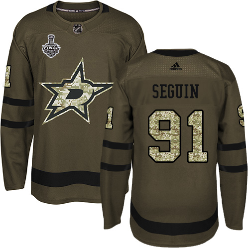 Men Adidas Dallas Stars #91 Tyler Seguin Green Salute to Service 2020 Stanley Cup Final Stitched NHL Jersey